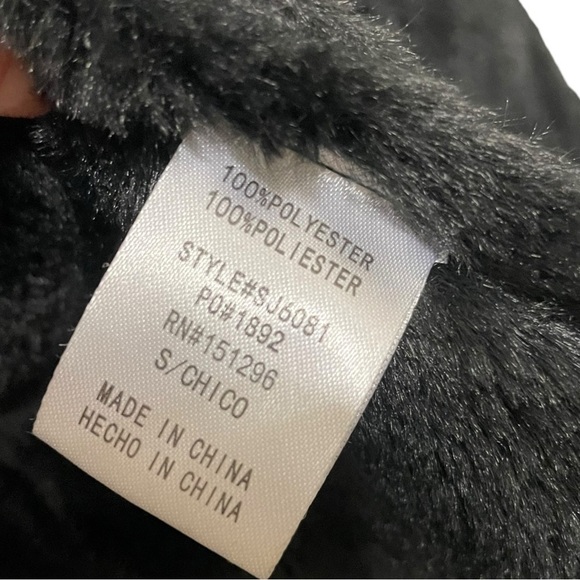 AKIRA FAUX SUEDE LEATHER FUR COAT, SIZE SMALL - Picture 14 of 16